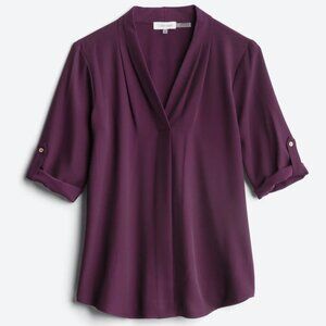 Calvin Klein V-Neck Roll Sleeve Blouse